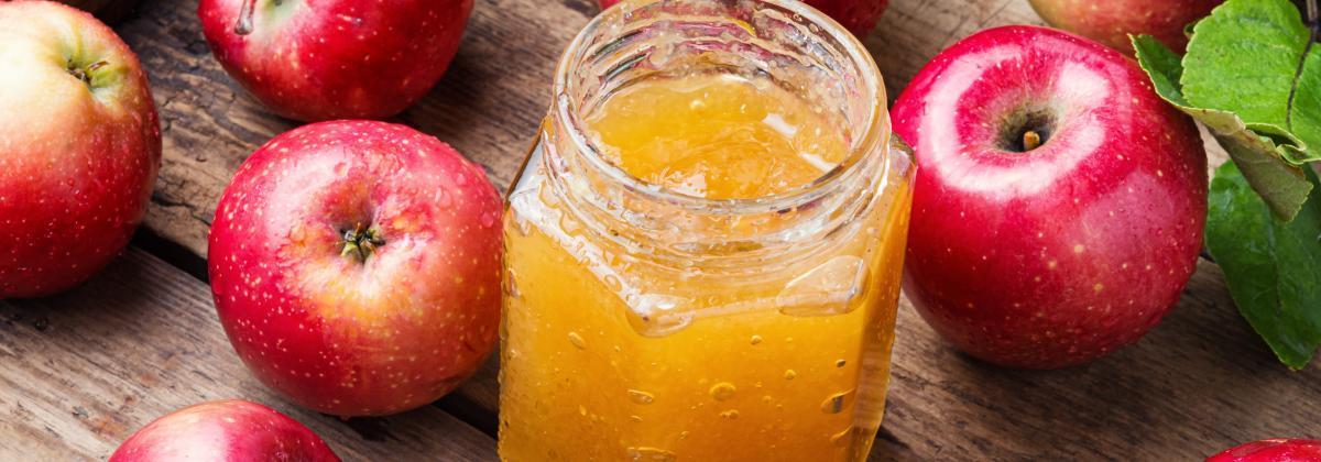 Sie sehen das Titelbild zum Beitrag mit dem Thema: Apfel Marmelade mit Aroma-Power